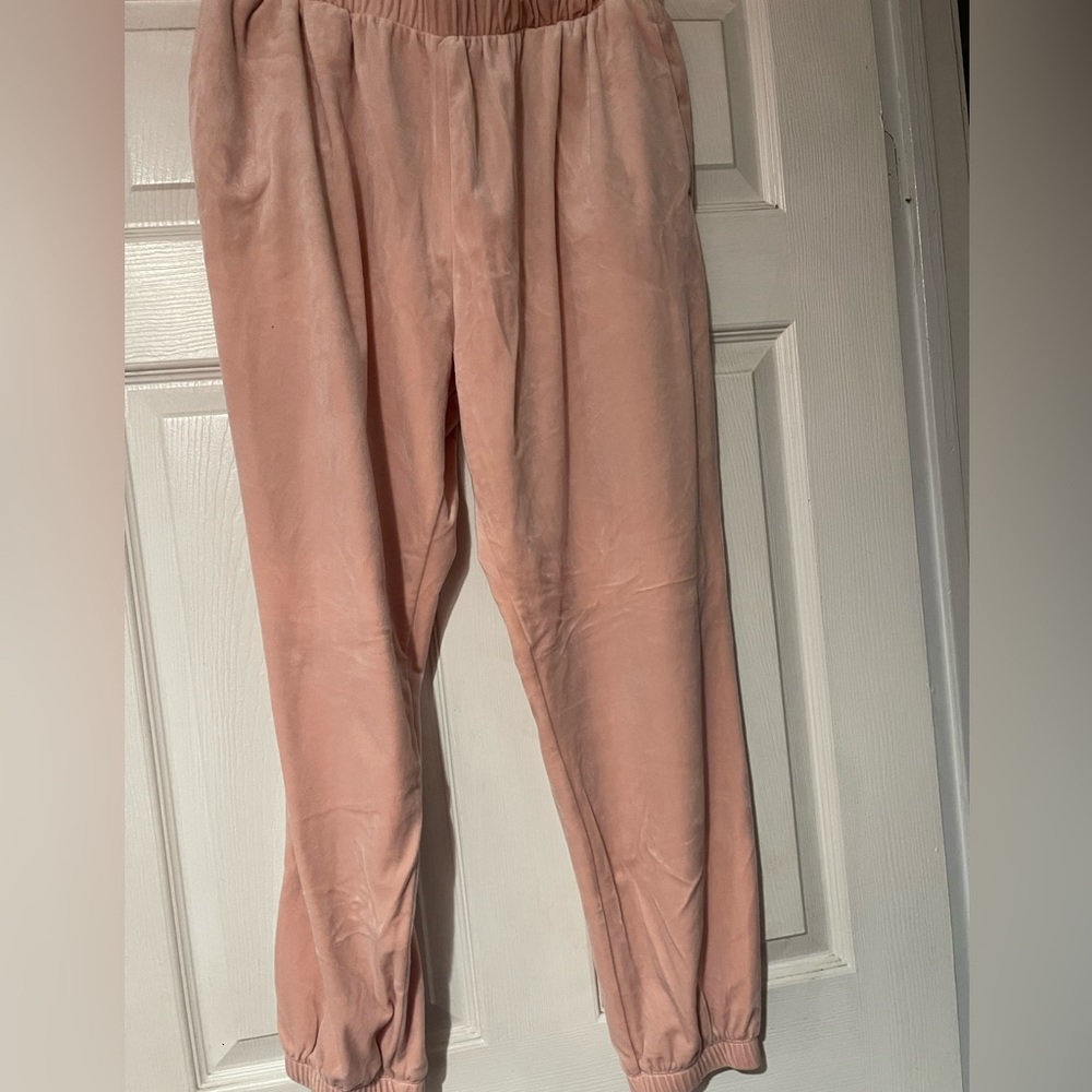 Old Navy blush pink velour joggers. Size large never worn - Picture 1 of 4